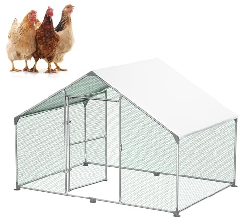 Froadp Hühnerstall Voliere Outdoor Große Freilaufgehege Hühner mit PE-Sonnenschutzhülle Hühnerkäfig Hühnergehege Freilaufgehege mit Verzinktem Stahlrahmen für Kaninchen Hühner Geflügelzucht (3x2x2m)