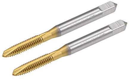 sourcing map Taraud Coupant 8-32 UNC Filetage Pas 3 Cannelures Titane Placage HSS 2Pcs