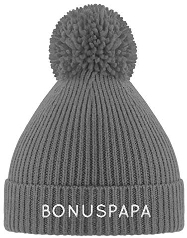 Galeriemode Bonuspapa Bommelmütze - Bommelmütze mit Stick -Einheitsgröße-Hellgrau