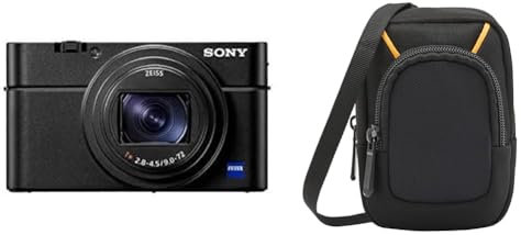 Sony RX100 VII Premium Kompakt Digitalkamera (24-200mm, F2.8-4.5 Zeiss Objektiv, neigbares LC Display , 4K HDR, 1,0 Zoll Sensor) schwarz & Amazon Basics Kameratasche für Kompaktkameras, groß