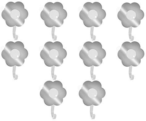 Kochblume 1-3-5-10er Set | Haken S, L, Wandhaken, Küchenhaken, Mehrzweckhaken, Schlüsselhaken | In der bunten Box (Chrom-weiß, 10er Set L)