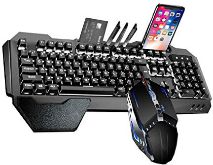 ARCH Waterproof Mechanical Keyboard Mouse Combo,Pen Tray,Mobile Phone Holder Slot,Wrist Rest,keyboard Computer Ergonomic/Gaming Keyboard For Windows PC,desktop Computer