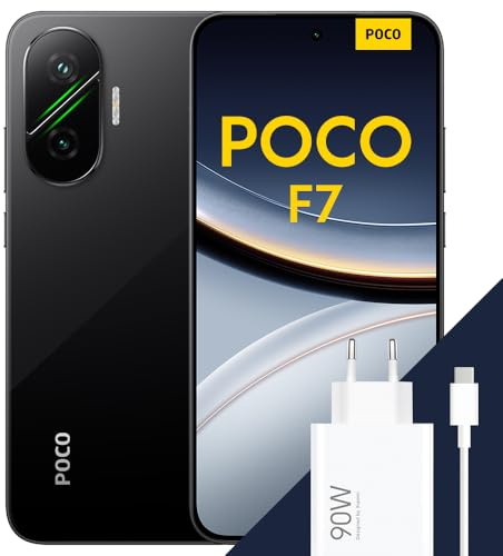 XIAOMI POCO F7 - Smartphone de 12+256GB, Cámara Sony de 50 MP con OIS, Pantalla AMOLED de 6,83'' 1.5K a 120Hz, Snapdragon 8s Gen 4, Hypercharge 90W, Cargador Incluido, Negro (Versión ES) | 6.83 1.5K 120Hz AMOLED, buque insignia Snapdragon® 8s Gen 4, 50 MP, teléfono móvil con Android