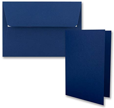 25x Faltkarten-Set DIN B6 12 x 17 cm in Dunkelblau (Blau) mit Briefumschlägen DIN B6 Haftklebung - für Einladungen und Grußkarten zum Geburtstag oder Hochzeit