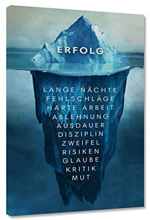 Hustling Sharks® Motivationsbilder als XXL Wandbild Eisberg des Erfolgs - Hochformat (Leinwandbild, 100 x 150 cm), Wandbilder Motivation, Bilder Büro, Bilder mit Sprüchen