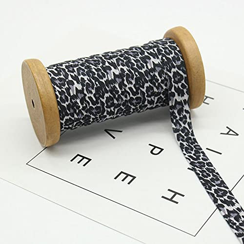 NC Strickband Leopardenmuster Über elastische Spule Falten DIY Nähen Craft Leopardenmuster Band Elastische Verzierung 50 Yards