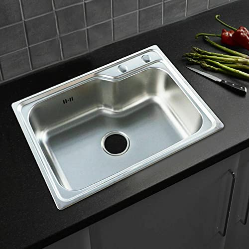Fregadero de cocina cuadrado (62 x 45 cm, acero inoxidable)