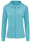 donhobo Damen Langarm Fitness Laufjacke voll Reißverschluss Sportjacke Leichte Atmungsaktiv Kapuzenjacke mit Daumenloch und Seitentasche (Himmelblau, XXL)