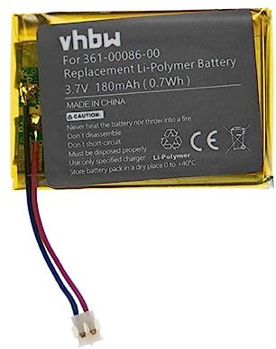 vhbw Batterie Remplacement pour Garmin 361-00086-11 pour smartwatch Montre connectée Bracelet Fitness (180mAh, 3,7V, Li-polymère)