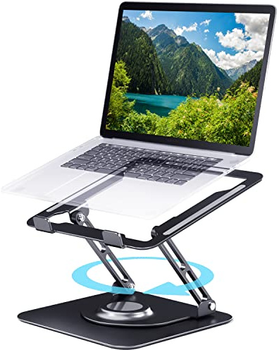 Laptop Ständer für Schreibtisch 360°Drehbarer Sockel, Ergonomischer Laptopständer aus Aluminium für den Schreibtisch , Kompatibel mit MacBook Air/Pro und Anderen 10-17 Laptop Halterung （Schwarz）