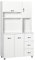 HOMCOM Alacena de Cocina Armario de Cocina Moderno con 3 Cajones 4 Puertas y Estantes Ajustables Mueble Auxiliar para Comedor Salón 100x39,5x183,5 cm Blanco