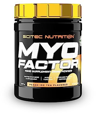 Scitec Nutrition MyoFactor Complemento alimenticio en polvo con sabor, a base de creatina, aminoácidos, vitaminas, extracto vegetal de Coleus forskohlii, 285 g, Té helado de Melocotón
