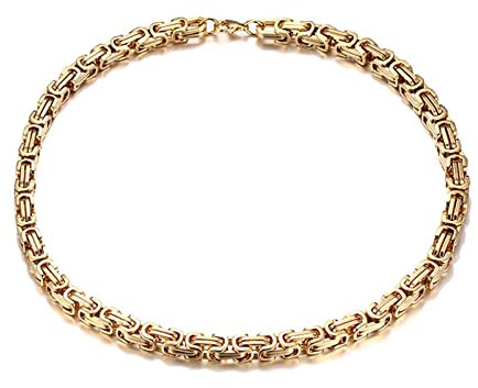 Mesnt Ketten Für Herren Gold, 60CM Männer Byzantinische Kettenkette aus Edelstahl, Gold-4MM