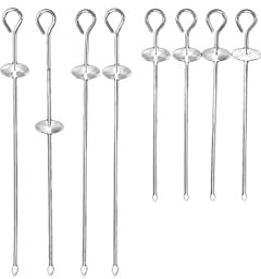 Maximex Edelstahl-Spieße mit Abstreifer 8tlg, feuerfeste Grillspieße mit beweglichem Schieber, wiederverwendbare Schaschlikspieße aus rostfreiem Edelstahl, ideal für Grill, Pfanne & Ofen