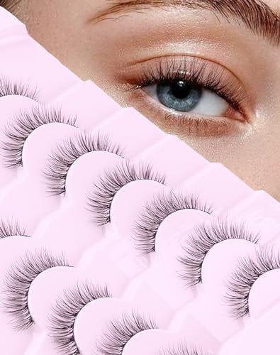 Onlyall Wispy Lashes Aspect Naturel Cils Courts Volume Léger Faux Cils Cils Naturels Faux Cils Doux Paquet de 7 Paires D4