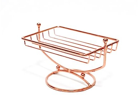 ARFUKA Soap Dish Stainless Steel Soap Basket Soap Saver Soap Sponges Scrubber Holder for Bathroom & Kitchen Rose Gold