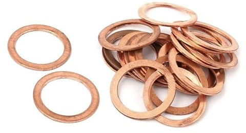M18 Dichtungsring für flache Unterlegscheibe, Kupfer, 18 mm Innendurchmesser, 24 mm Außendurchmesser, 1 mm Stärke, metrische Dichtung, 20 Stück