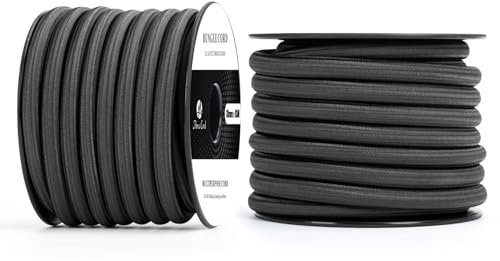 Abma Cord Gummiseil Expanderseil 10mm 10M Gummischnur UV Beständig Planenseil 100% Dehnung Spannseil für Plane, Anhängerplane, Sonnensegel, Zelte, Banner - Schwarz