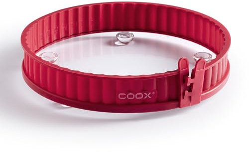coox Quicheform mit Glasboden ⌀ 26 cm und Glasfüßen in Rot, perfekt backen und direkt auf dem Glasboden servieren und schneiden