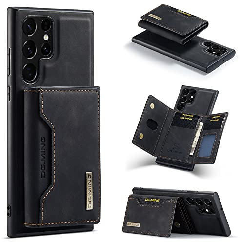 ZCDAYE Hülle für Samsung Galaxy S22 Ultra mit kartenfach, Leder Samsung S22 Ultra Handyhülle Geldbörse Edele Brieftasche Kartenetui, Magnetische Handytasche Praktische Schutzhülle, Schwarz