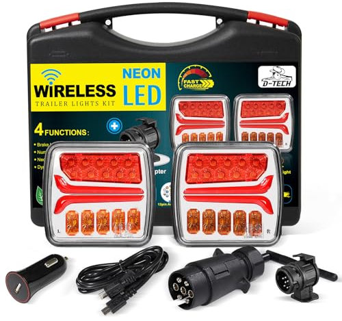D-TECH Kabellos led rückleuchten anhänger mit magnet,Akku rücklicht anhänger mit 13 auf 7 polig anhänger adapter,Wasserdicht bluetooth led rückleuchten anhänger