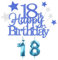 Yiran Personalised Blue Happy 18th Birthday Cake Topper with Number 18 Candles Star Cupcake Toppers Decorations Set for Her Him Boy Men Girl Kids Anniversary - (Set 9), LZ-LSCP18