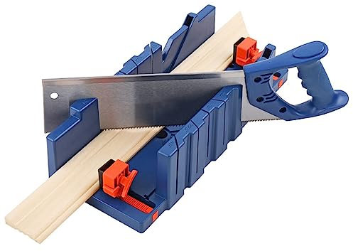 Gehrungssäge für Sockelleisten, 45° Gehrungslade mit Säge, Robustes Stabiles Winkelschneiden, Handgehrungssäge Schrankset für Mehrere Winkelschnitte