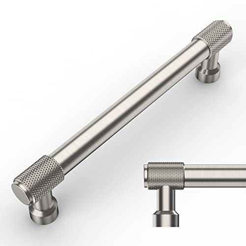 Amerdeco 10 Pack Brushed Satin Nickel Cabinet Pulls 128mm(5Inch) Hole Center Cabinet Hardware Kitchen Cabinet Handles for Bathroom Drawer Pulls Dresser Pulls AM011