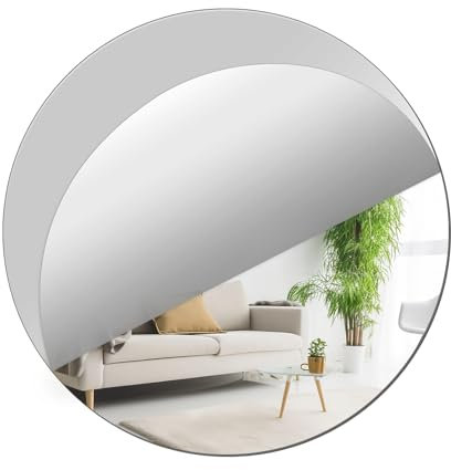 ASSRECT 20cm Round Mirror Self Adhesive Acrylic Mirror Wall Mounted Bathroom Mirror Makeup Dressing Mirror Non Glass Frameless Mirror Tiles for Bedroom, Entryway, and Living Room Wall Decor