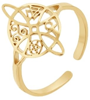 Only faith Ring mit Hexenknoten, für Damen, Pentagramm, ägyptisches Kreuz, verstellbar, Edelstahl, Triskel Talisman, keltisch, magisch, schützend
