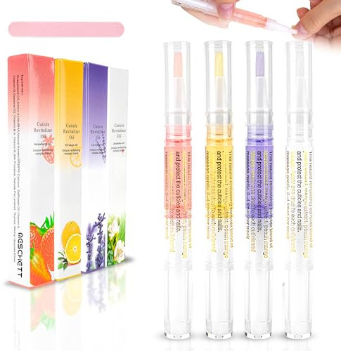 Cuticle Oil Pen for Nail Care,4PCS Nail Oil Pen with Natural Ingredients,Cuticle Oil for Nails for Nail Growth Treatment,Nail Oil Cuticle for Repairing Cracked with Nail File(Mix Flavors)