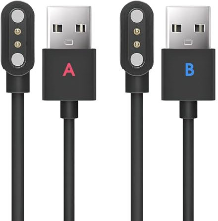 peaceking Set di 2 Caricabatterie Universale per Smartwatch, Cavo USB Magnetico a 2 Pin, Caricabatterie Magnetico Ricarica Veloce e Sicura Compatibile con Smartwatch (Modello A & B, 2,84mm)