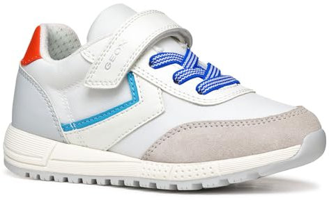 Geox J ALBEN Boy A Sneaker, White/Royal, 35 EU