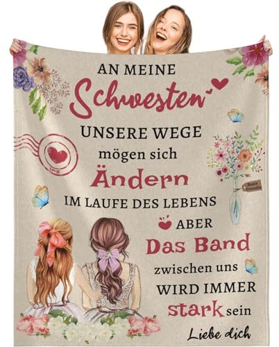 Cuddly Blanket Fluffy Personalised Gifts Blanket An My Mama, Son for Mother Airmail Positive Encourage Blanket (German), Super Soft Flannel Blanket Blanket Bedspread (Sister 3, 150x220cm)