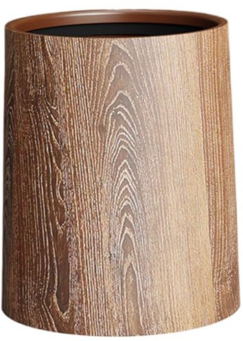 Poubelle décorative, poubelle en bois poubelle 12L de la poubelle de chambre vintage peut élargir les poubelles décoratives de luxe ouvertes circulaires pour les chambres, les salles de bains, les sa