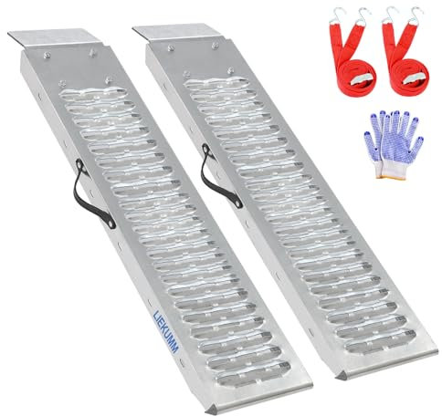 LIEKUMM 2X Auffahrrampe, 440kg Tragkraft Stahl Motorrad Rampe, 100 cm Auffahrrampe für Anhänger, Auto, Garage, Elektromotorrad, ATV, Werkstatt, Lager, Laderampe Motorrad