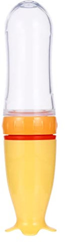 VICASKY 1Stk Reis-Müsli-Flasche Babyflaschen Babynahrung Kleinkindlöffel Mama Flaschen neugeboren Babylöffel flaschen fläschchen drücken Nuckelflasche Kieselgel Yellow