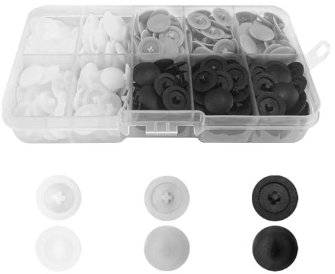 Fonyiunce 150 Pièces Cache vis, vis en Plastique à Empreinte Cruciforme, 12 mm, Cache Vis Auto-adhésif, Couvercles à Bouton-Pression à Vis pour Meubles, Placards, Étagères