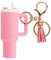 Nhemeylp Mini Tumbler Keychain, Mini Cup Keychainfor Stanley Cup, Tassel Cute Accessories for Stanley for Women Handbag Backpack Purse (Pink)