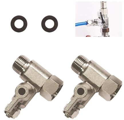 2 Stück Wasseranschluss Adapter T-stück 3/8x3/8x1/4 - Messing T-Stück Wasseranschluss - Osmoseanlage Adapter - Messing Wasseranschluß Absperrhahn Absperrventil Adapter - zum Anschluss von 2 Geräten