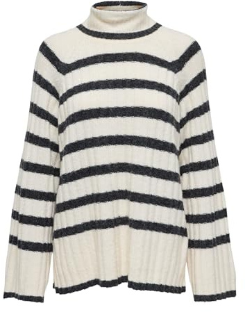 JDY Damen Pullover Knit it Rollkragen Langarm Lang Strickpullover, Farben:Beige, Größe:XS-S