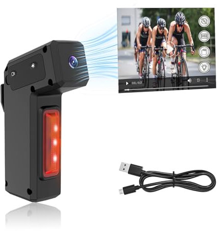 Bike Camera Tail Lights, HD 1080P Action Camera with Loop Recording, 2200mAh 17 Hours Video Recording 3 Tail Light Modes, Rechargeable Outdoor Video Recorder for Mountain Road Bike Motorcycle