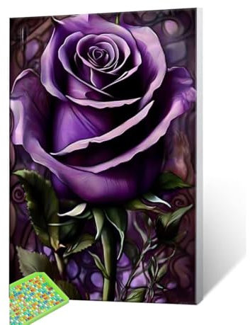 Diamond Painting Kits für Erwachsene Kinder DIY 5D Diamond Art Lila Rose Paint mit Runden Diamond Full Drill Gem Art Painting Kit Diamond Painting Zubehör, für Home Wall Decor Geschenke 90x120cm S-858