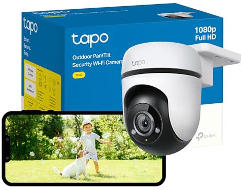 Tapo TC40(Renewed) 1080p Full HD Pan/Tilt WiFi Outdoor Security Camera, 360° Smart Person/Motion Detection, IP65 Weatherproof, Night Vision, Cloud &SD Card Storage, Works with Alexa & Google Home