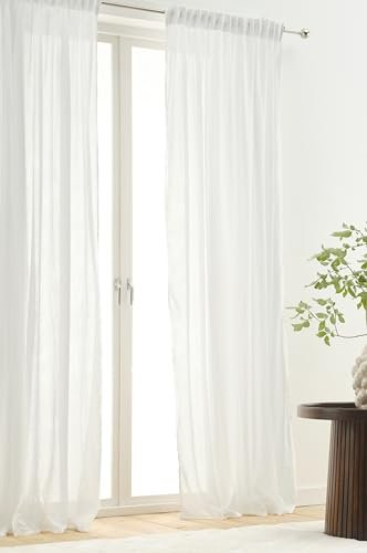 Jotex Multifunktionsgardine Layer 2er Set, Polyester-Baumwoll -Mischung, Oeko-TEX® Standard 100 Zertifiziert, bessere Baumwolle - Weiß, 140 x 250 cm