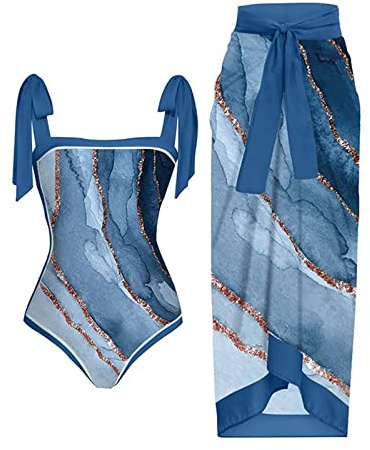 Generisch Monokinis Bohemian Kleidung Damen Damen Schal Strickrock Zweiteiliger Bikini Bikini Damen Set Schwarz Badeanzug Damen Bauchweg Badeanzug Damen Mit Cups Türkis XXL