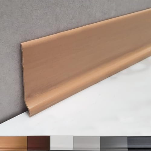 MadeInNature, Plinthe souple en PVC grande qualité, Blanc, Gris clair, Gris foncé, Noir, hauteur 70 mm, Longueur au choix (Chêne clair, 8 ml)