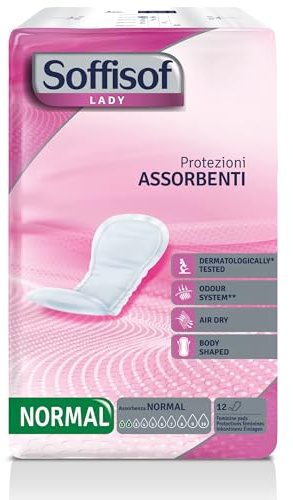 Soffisof Lady Normal - 24x Assorbenti Femminili Post Parto per Perdite Urinarie - 2 Confezioni da 12 Assorbenti Post-Parto Incontinenza Donna - Assorbenza fino a 2 Gocce