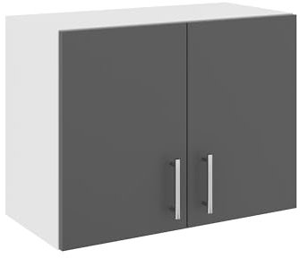 haaus Haubenhängeschrank Karo, anthrazit/weiß, 60 x 30 x 45 cm