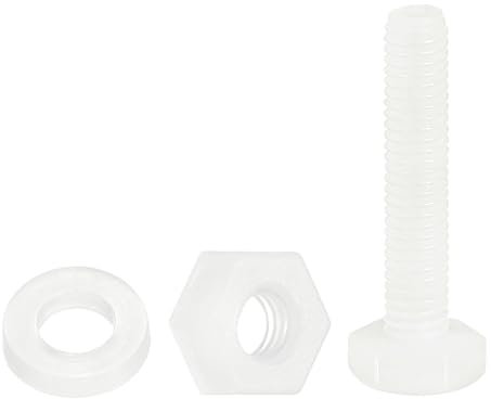sourcing map 150 pezzi/50 set di bulloni esagonali in nylon, M3 x 15 mm, in plastica, filettati completamente, viti e dadi con rondelle piatte, per macchinari, elettronica, accessori industriali